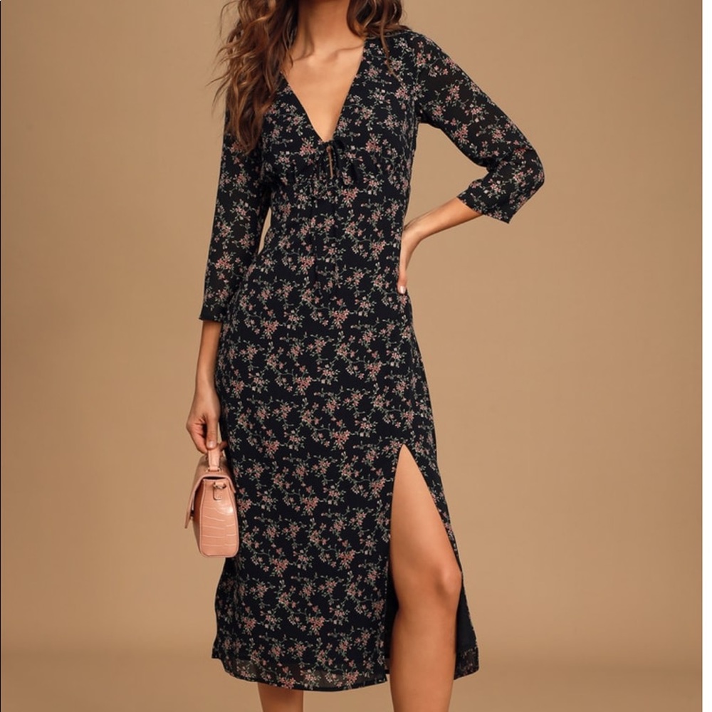 Lulu’s Botanic Garden Floral Print Midi dress